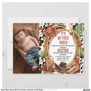 boys_photo_rope_my_first_rodeo_cowboy_1st_birthday_invitation-rda10ba5b5abe41f18d31d4503dda86da_tcvt0_2154 Boys Photo Rope My First Rodeo Cowboy 1st Birthday Invitation