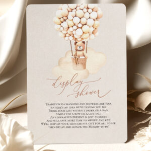 Brown Bear Balloons Display Shower Enclosure Card