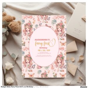 Budget Boho Fairy First Girl's 1st Birthday Flyer