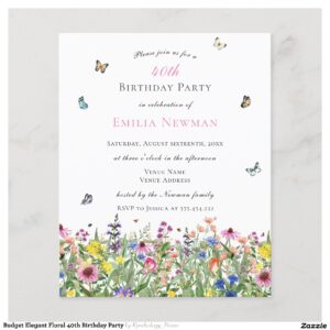 Budget Elegant Floral 40th Birthday Party