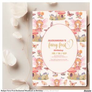 Budget Fairy First Enchanted Woodland 1st Birthday Flyer