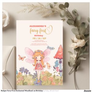 Budget Fairy First Enchanted Woodland 1st Birthday Flyer