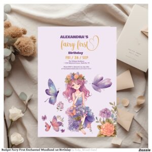 Budget Fairy First Enchanted Woodland 1st Birthday Flyer
