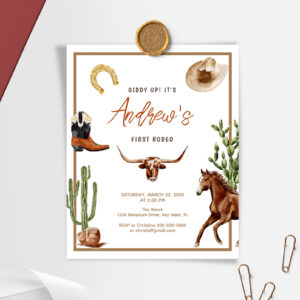 Budget First Rodeo Cowboy Birthday Invitation