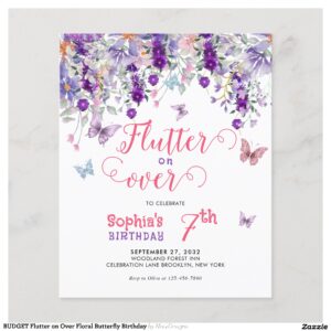 BUDGET Flutter on Over Floral Butterfly Birthday