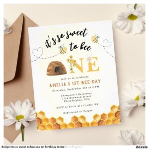 Budget its so sweet to bee one 1st birthday invite flyer