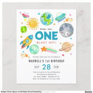 Budget Outer Space 1st Birthday Party Rocketship