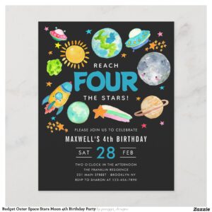 Budget Outer Space Stars Moon 4th Birthday Party
