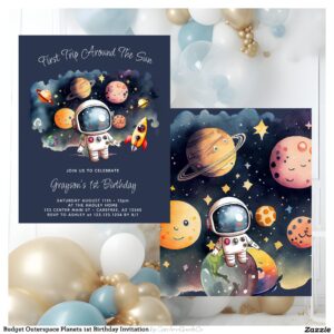 Budget Outerspace Planets 1st Birthday Invitation