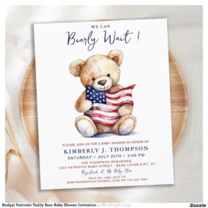 Budget Patriotic Teddy Bear Baby Shower Invitation