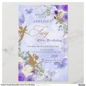 Budget Purple Butterflies Fairy First Birthday