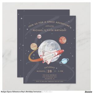 Budget Space Adventure Boy's Birthday Invitation