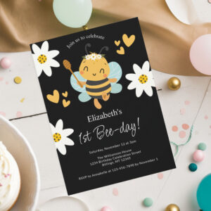 Bumble Bee 1st Bee-day Birthday Party Invitation