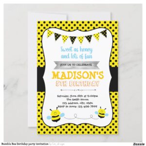 Bumble Bee birthday party invitation