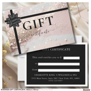 BUSINESS GIFT CERTIFICATE Ribbon Glitter