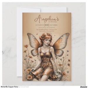 Butterfly Copper Fairy Invitation