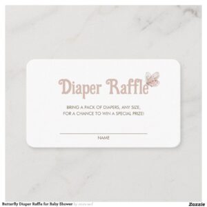 Butterfly Diaper Raffle for Baby Shower Enclosure Card