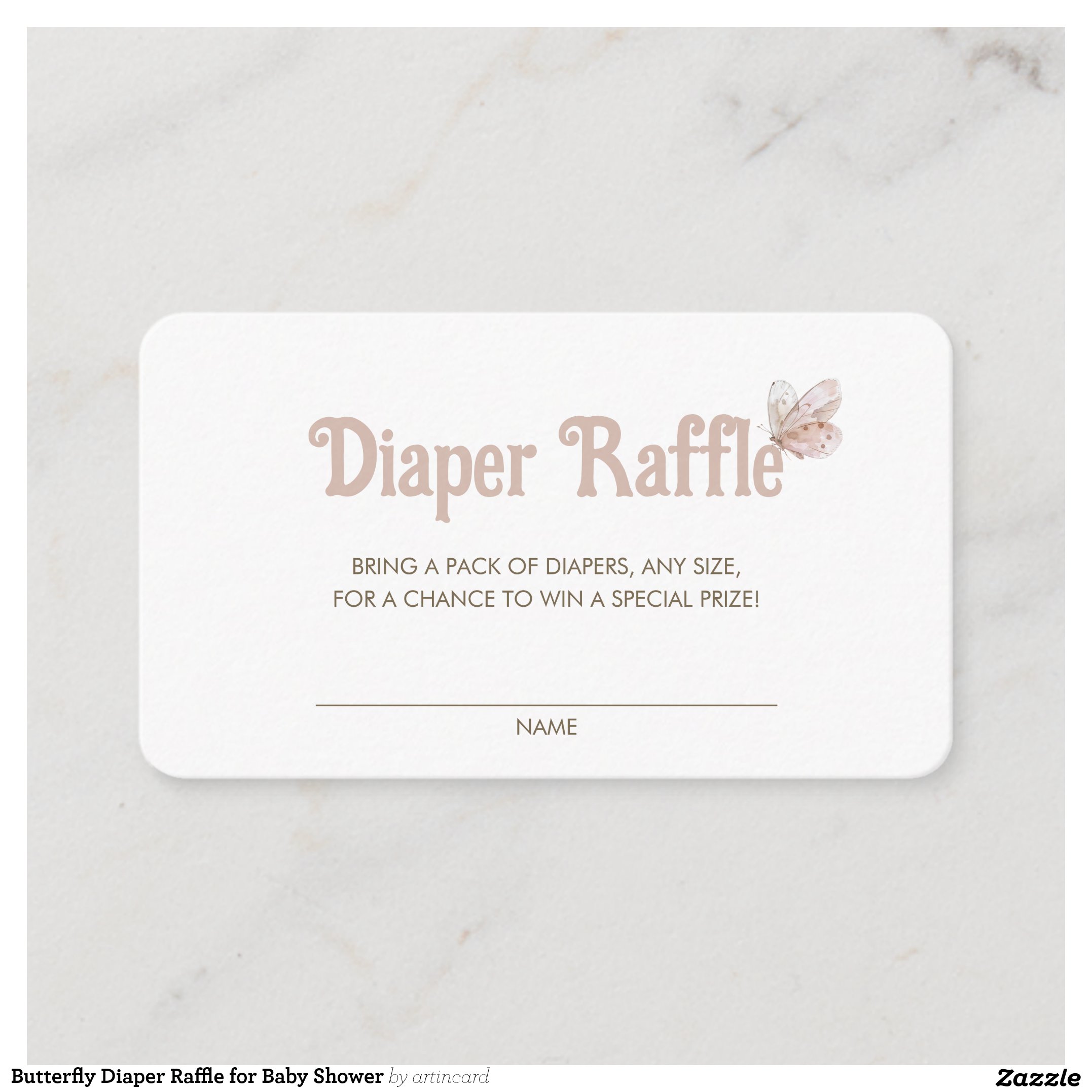 Butterfly Diaper Raffle for Baby Shower Enclosure Card