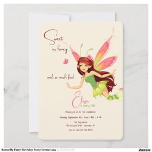 Butterfly Fairy Birthday Party Invitations