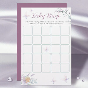 Butterfly Flower Watercolor Baby Shower Bingo game