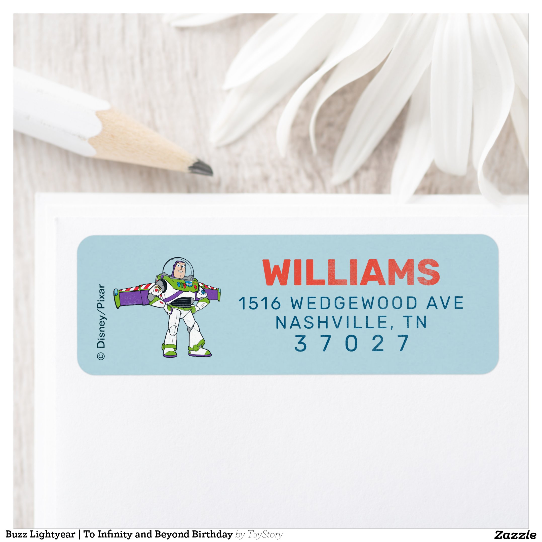 Buzz Lightyear To Infinity and Beyond Birthday Label