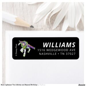 Buzz Lightyear Two Infinity and Beyond Birthday Label