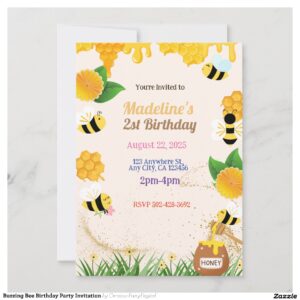 Buzzing Bee Birthday Party Invitation