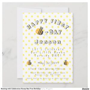 Buzzing with Celebration Honey Bee First Birthday Invitation