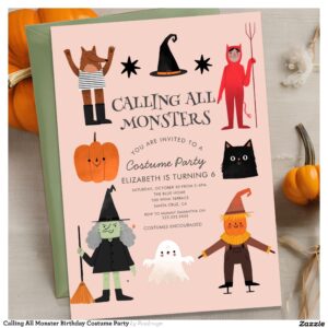 Calling All Monster Birthday Costume Party Invitation