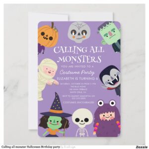 Calling all monster Halloween Birthday party Invitation