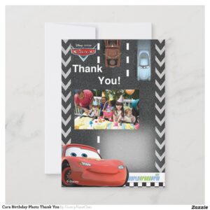 Cars Birthday Photo Thank You