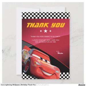 Cars Lightning McQueen Birthday Thank You