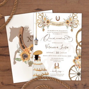 Charro Floral Boho Rustic Country Quinceanera Invitation