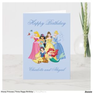 Disney Princess Twins Happy Birthday Card