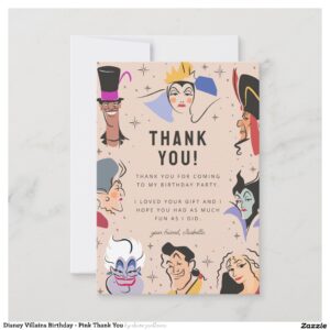 Disney Villains Birthday - Pink Thank You