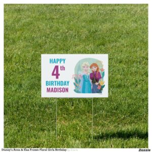 Disney's Anna & Elsa Frozen Floral Girls Birthday Sign