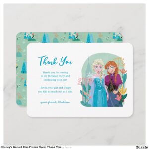 Disney's Anna & Elsa Frozen Floral Thank You Invitation