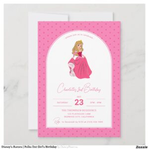 Disney's Aurora Polka Dot Girl's Birthday Invitation