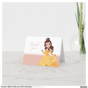 Disney's Belle Polka Dot Girl's Birthday Thank You Card