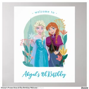 Disney's Frozen Anna & Elsa Birthday Welcome Poster