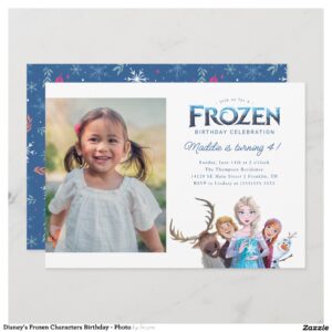 Disney's Frozen Characters Birthday - Photo Invitation