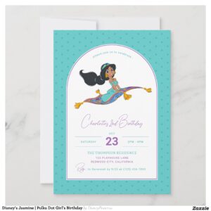 Disney's Jasmine Polka Dot Girl's Birthday Invitation