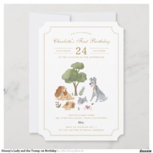 Disney's Lady and the Tramp 1st Birthday Invitation