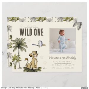 Disney's Lion King Wild One First Birthday - Photo Invitation