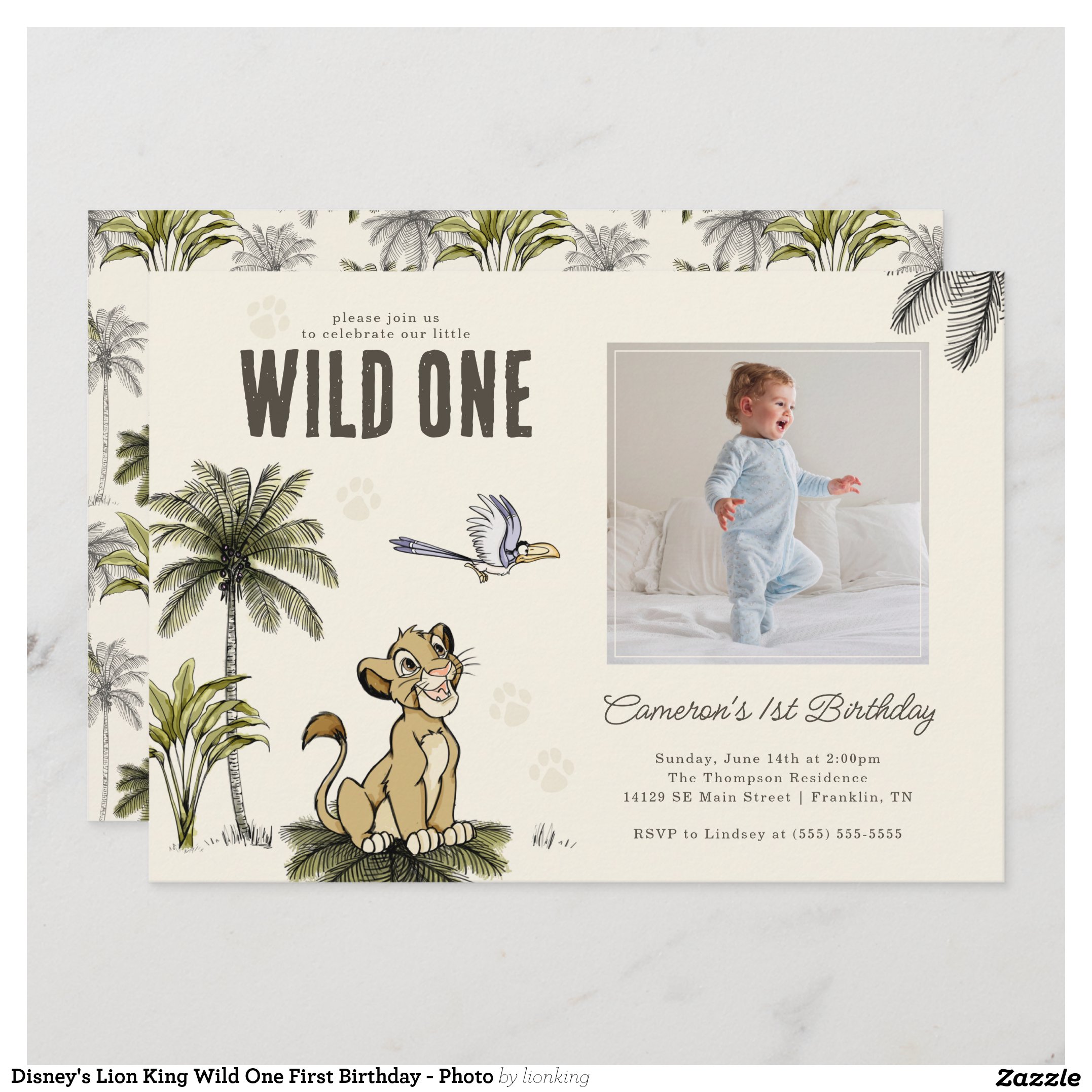 Disney's Lion King Wild One First Birthday - Photo Invitation