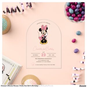 Disney's Minnie Mouse Polka Dot Girl's Birthday Acrylic Invitations