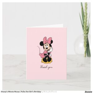 Disney's Minnie Mouse Polka Dot Girl's Birthday Thank You Card