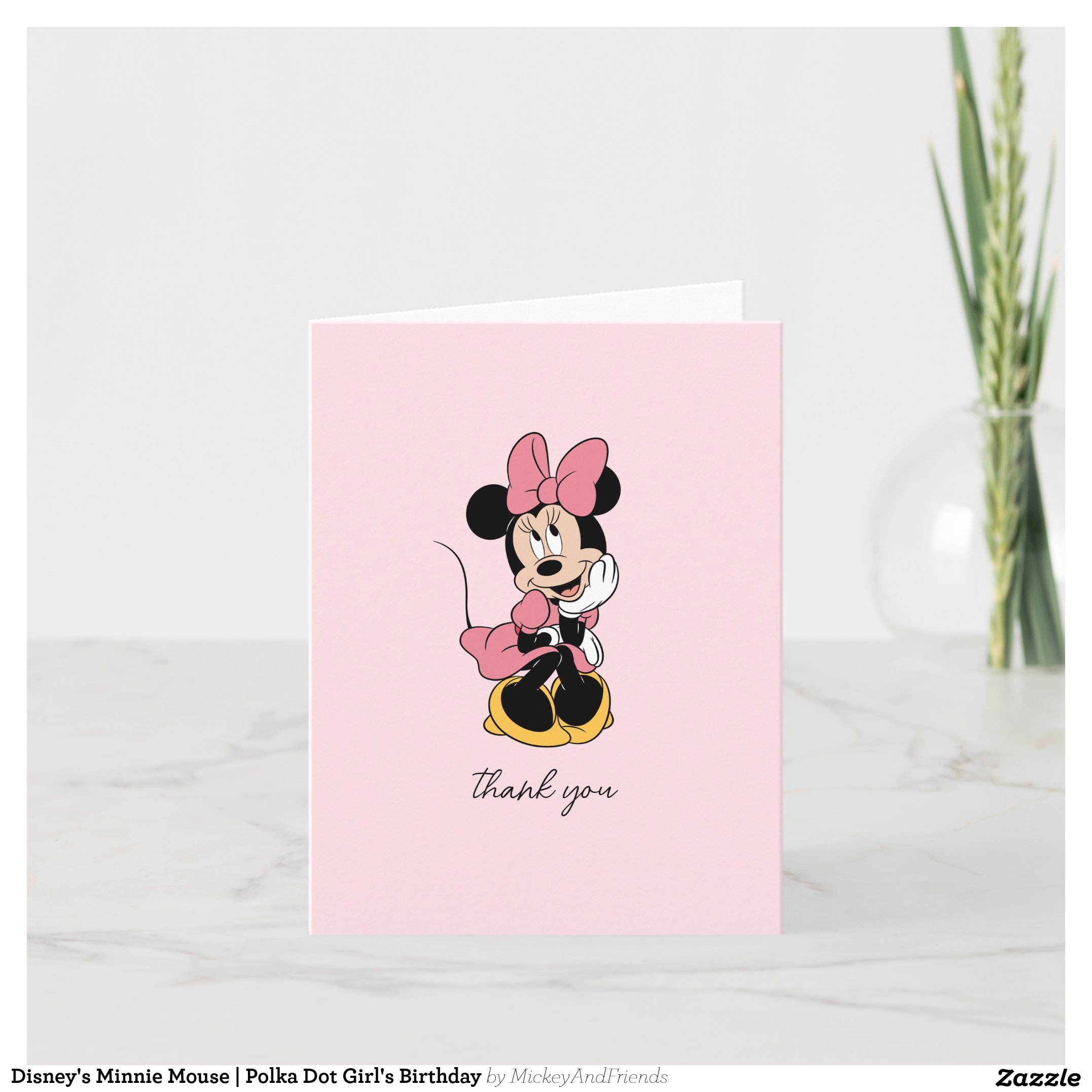 Disney's Minnie Mouse Polka Dot Girl's Birthday Thank You Card