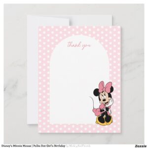 Disney's Minnie Mouse Polka Dot Girl's Birthday Thank You Card