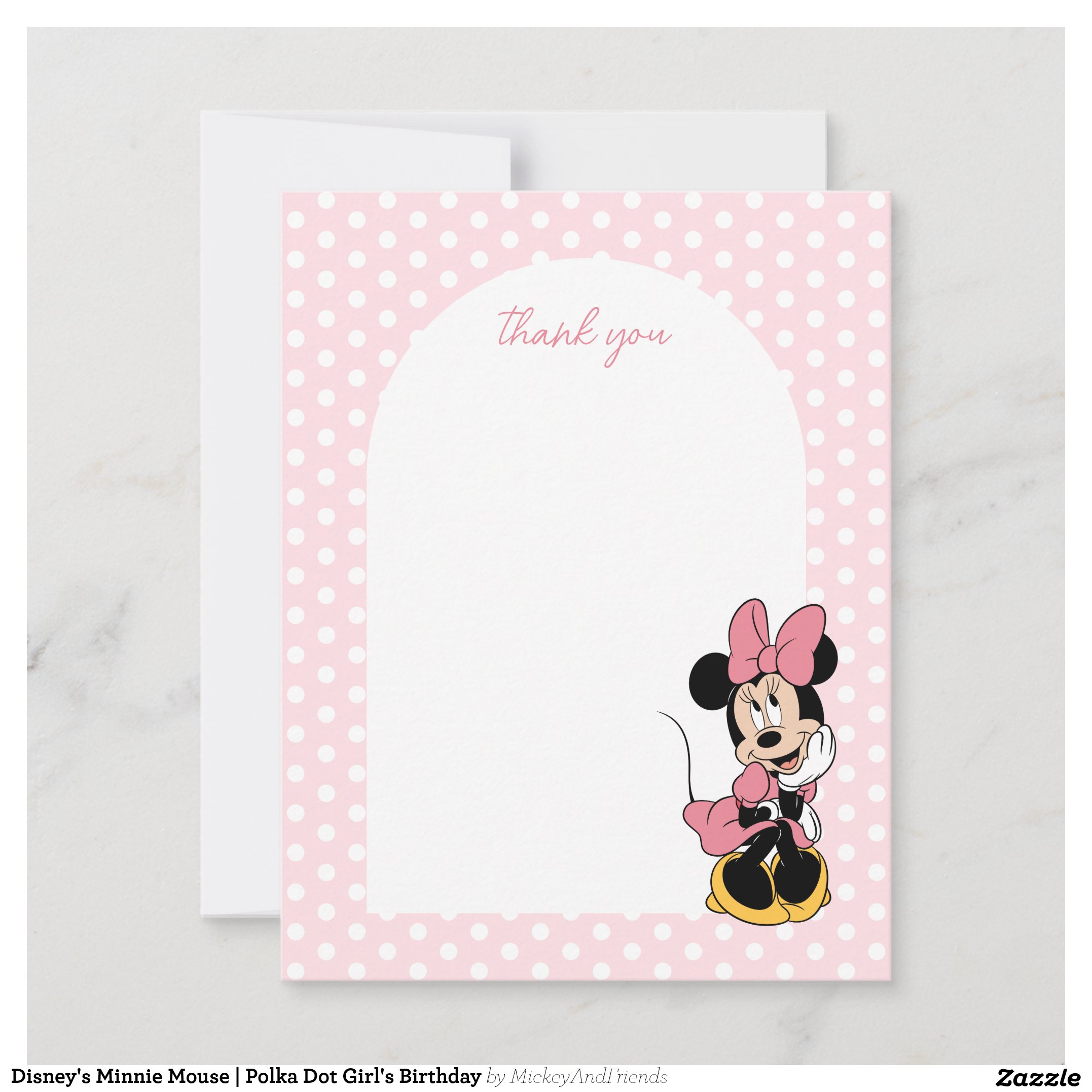 Disney's Minnie Mouse Polka Dot Girl's Birthday Thank You Card